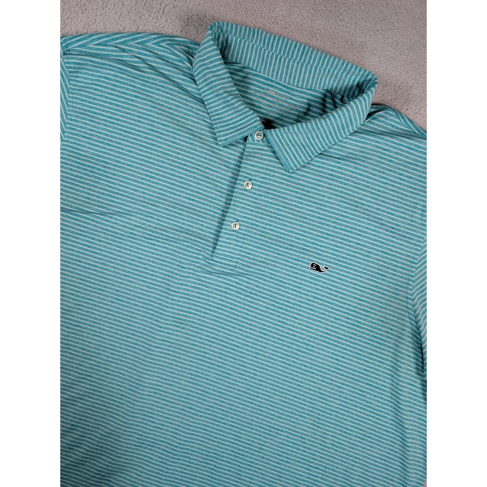 Vineyard Vines Mens 3XT On-The-Go Sankaty Polo Shirt Blue Striped Performance